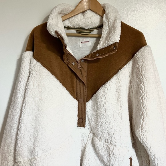Free People Movement Fall To Rise Fleece Quarter Snap Pullover Fleece Brown NWOT - Picture 8 of 16